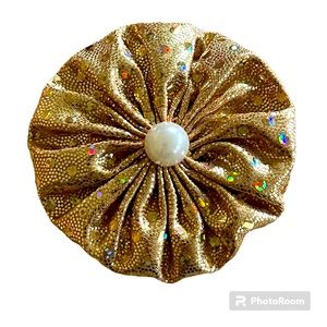 Golden fabric hair clips, set of 6, Brooch